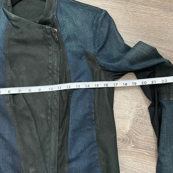 Helmut Lang Jean/Leather Double Zip Asymmetrical Jacket- Medium - Picture 5 of 12
